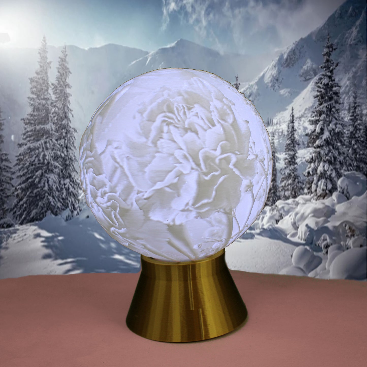 January Birth Month Flower Light Globe- Carnation, Snow Drop