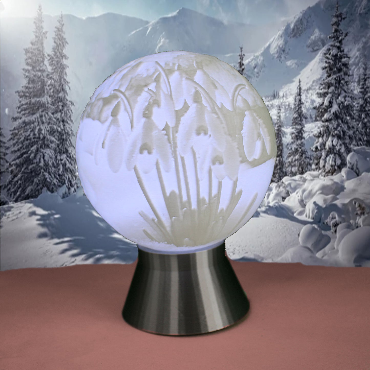 January Birth Month Flower Light Globe- Carnation, Snow Drop