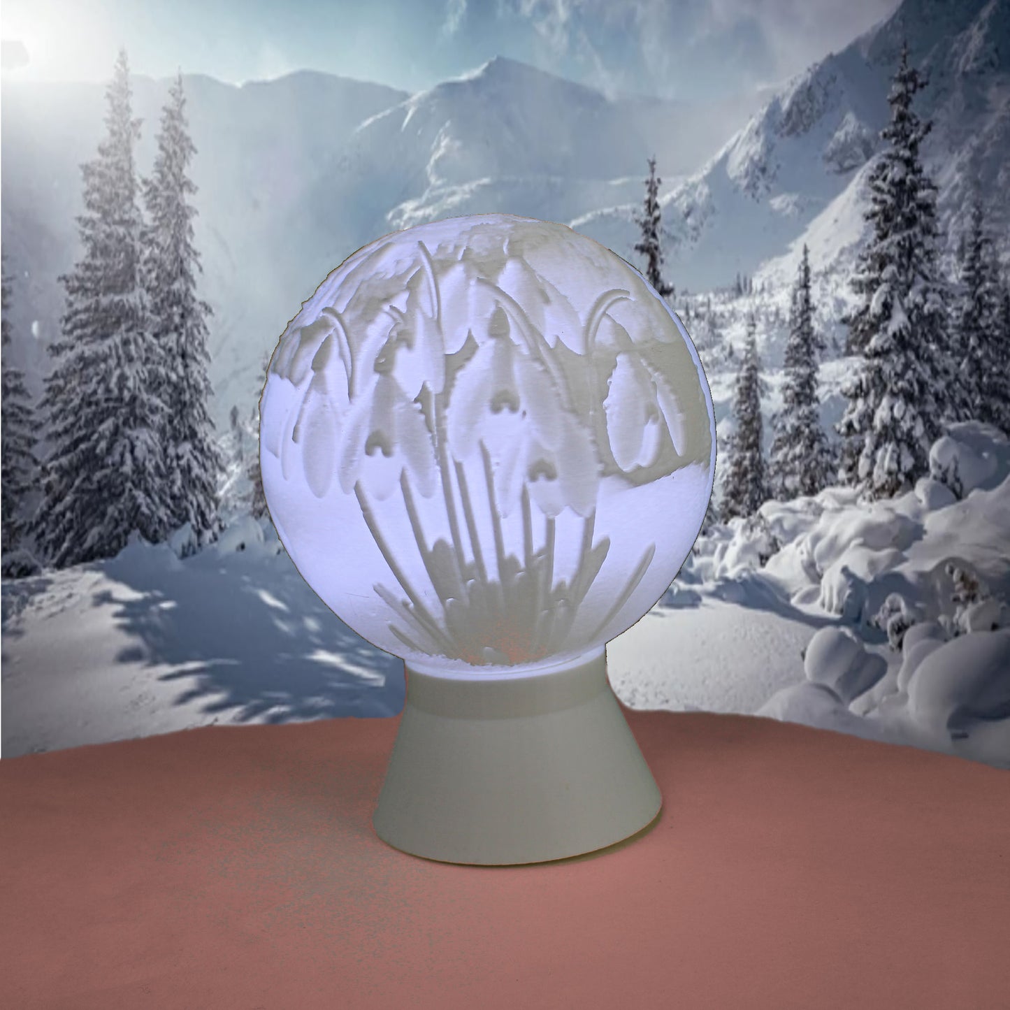 January Birth Month Flower Light Globe- Carnation, Snow Drop