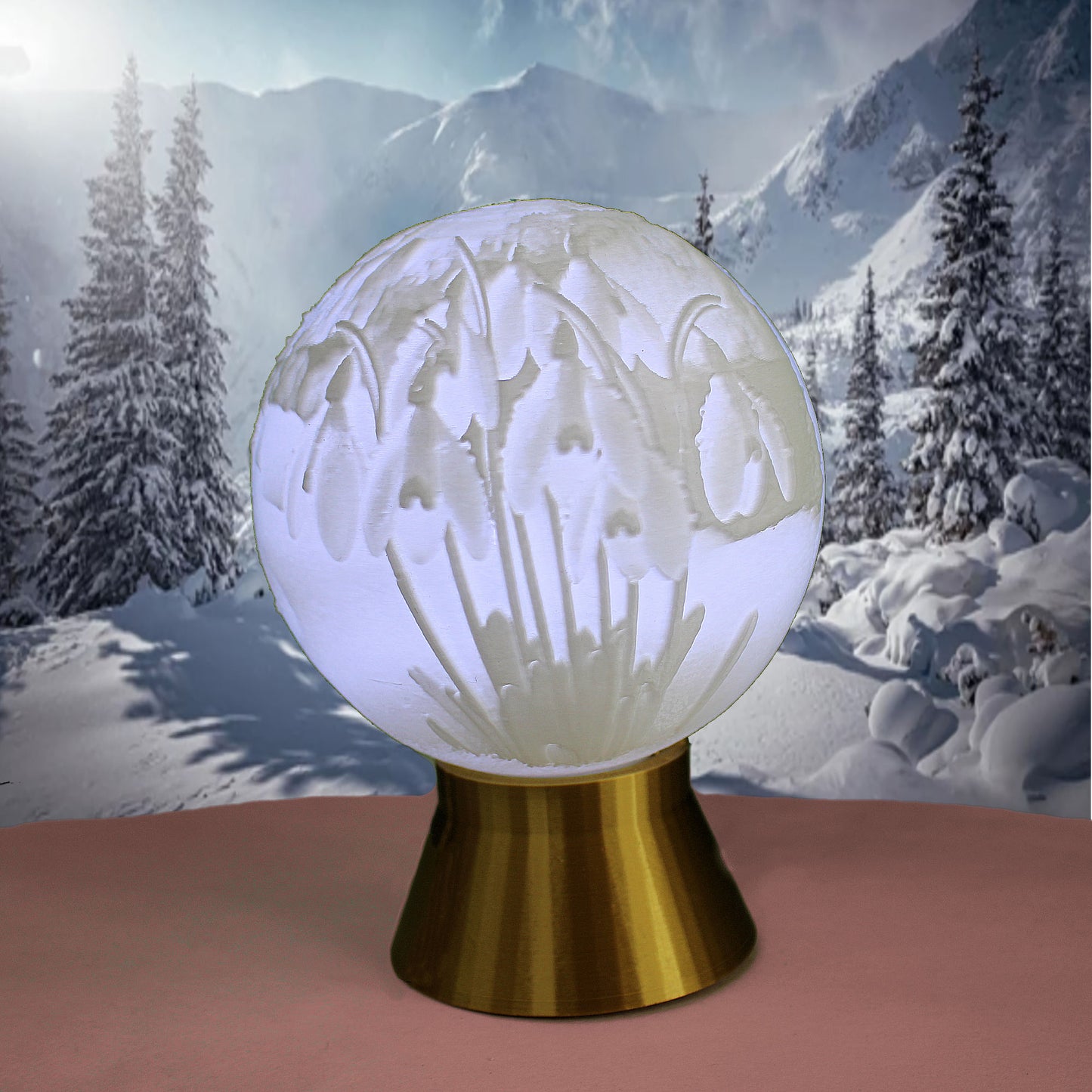 January Birth Month Flower Light Globe- Carnation, Snow Drop
