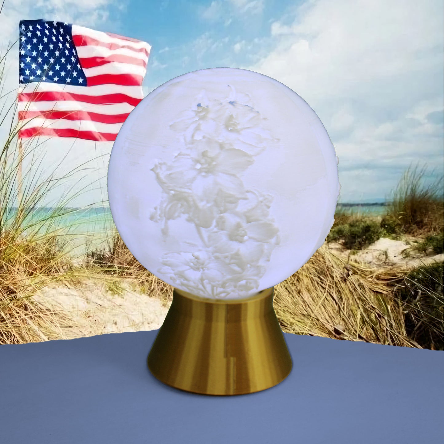 July Birth Month Flower Light Globe - Larkspur, Water Lily