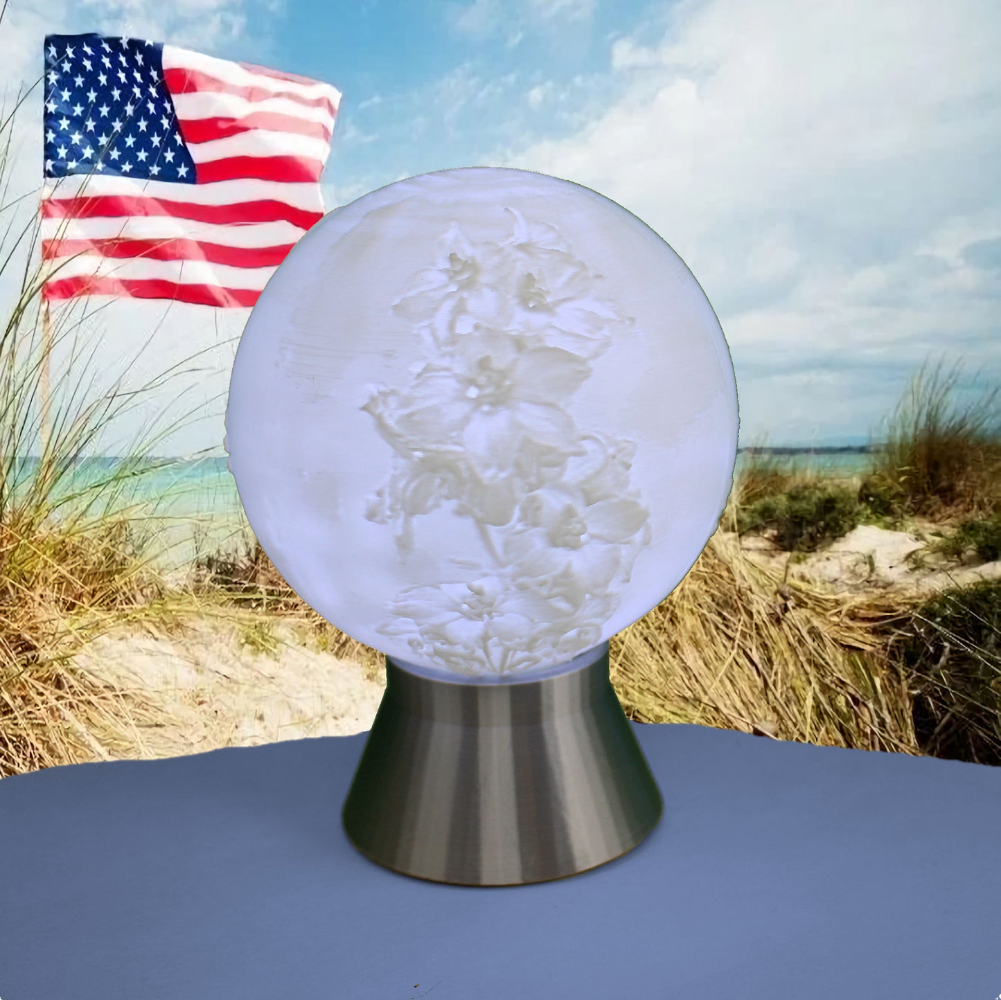 July Birth Month Flower Light Globe - Larkspur, Water Lily