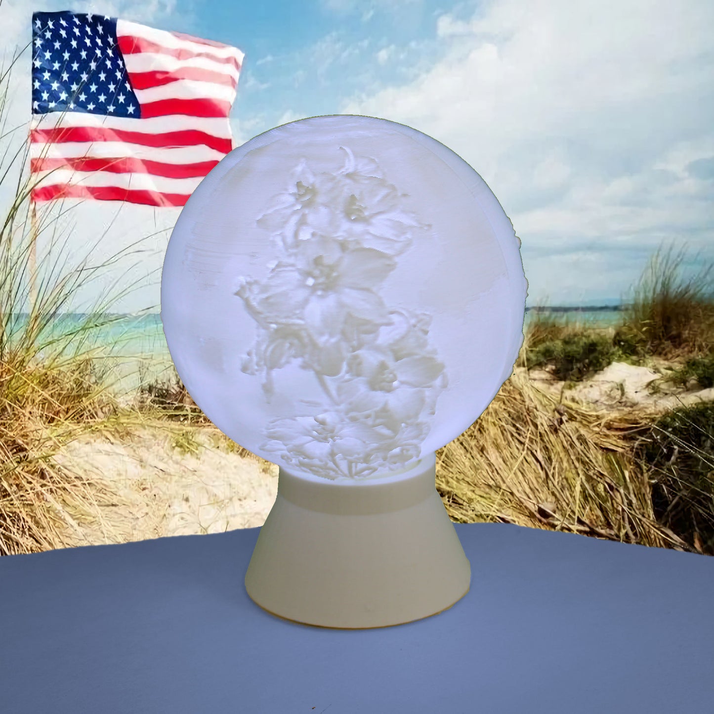 July Birth Month Flower Light Globe - Larkspur, Water Lily