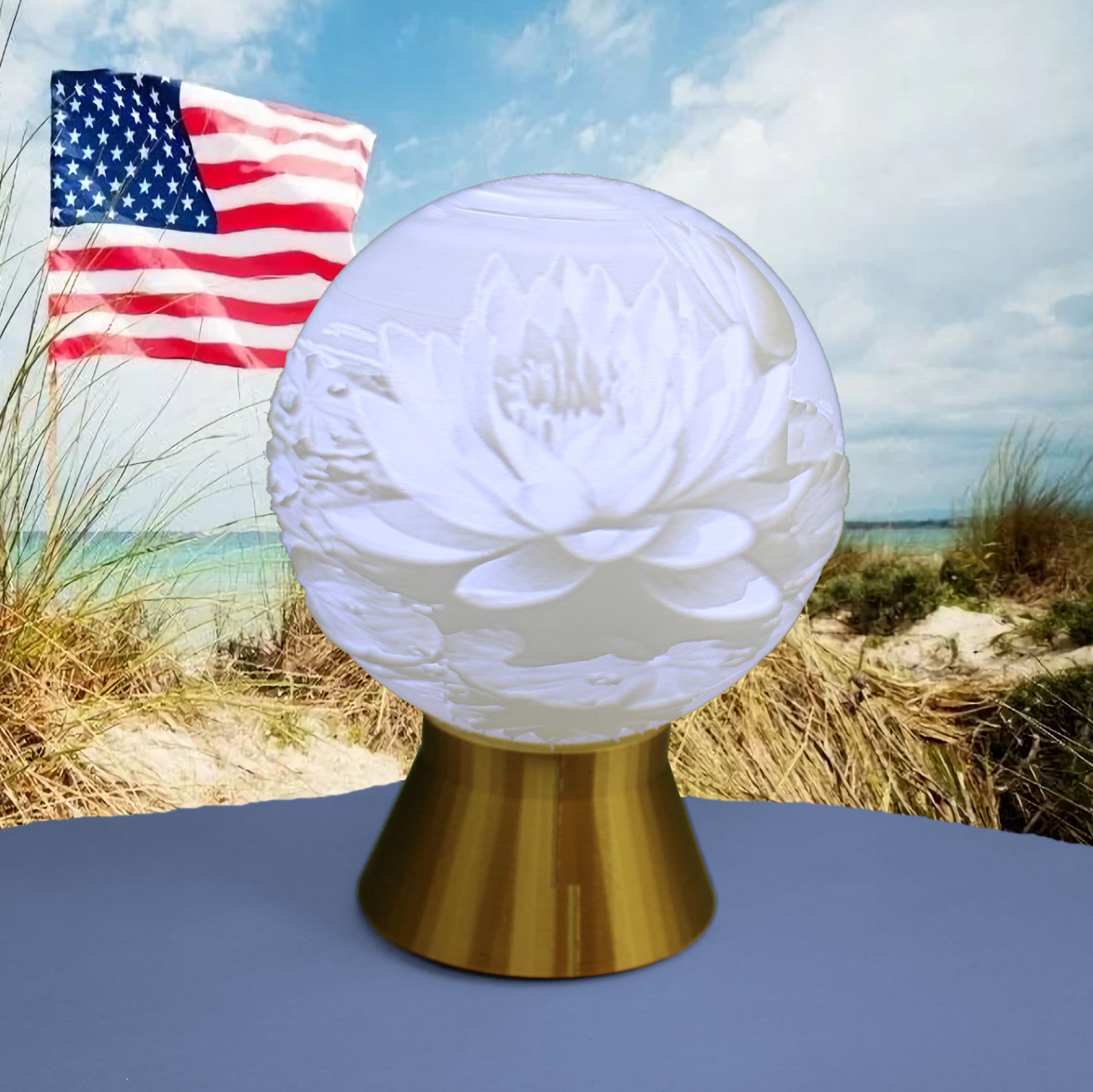 July Birth Month Flower Light Globe - Larkspur, Water Lily