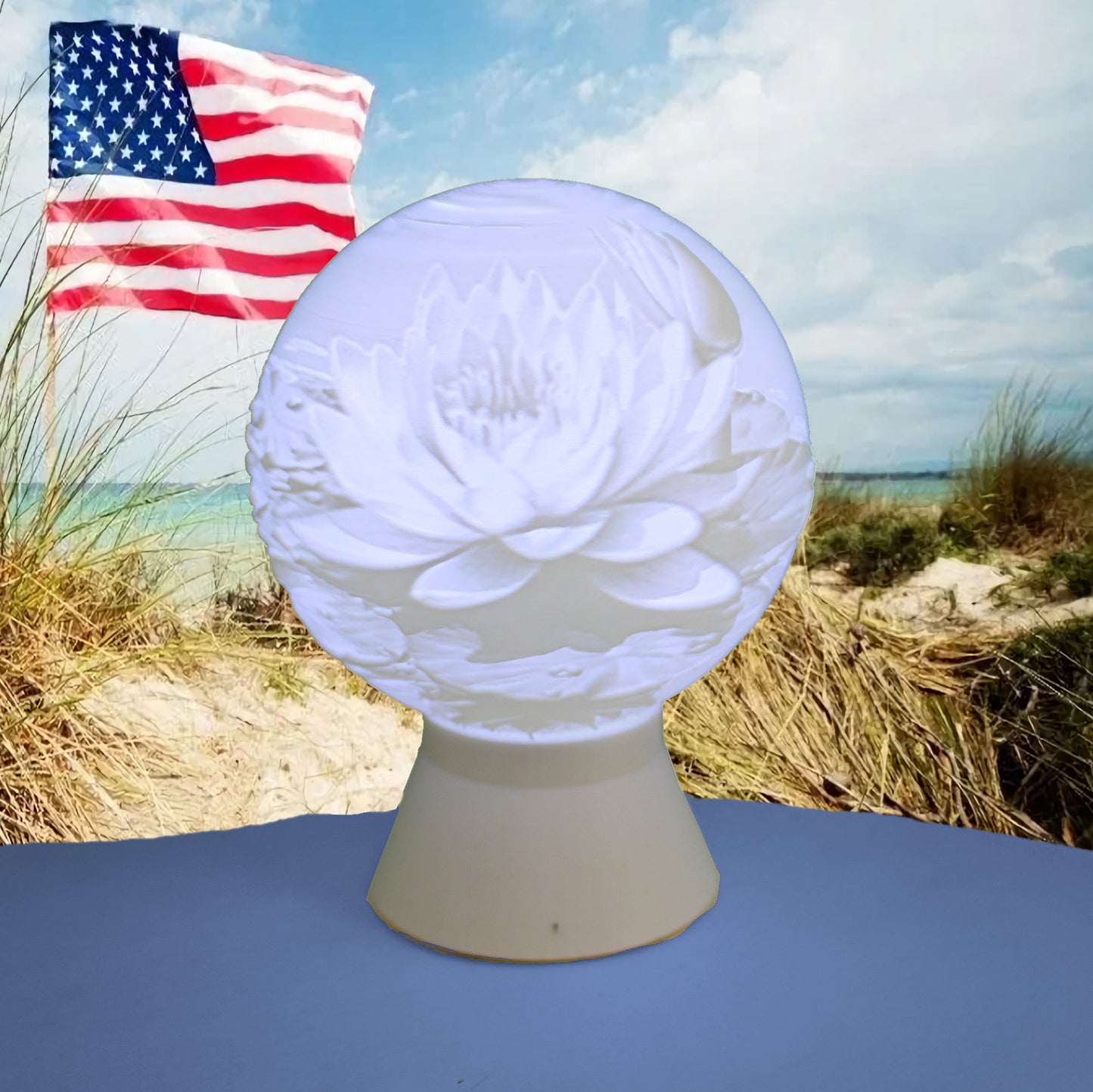 July Birth Month Flower Light Globe - Larkspur, Water Lily