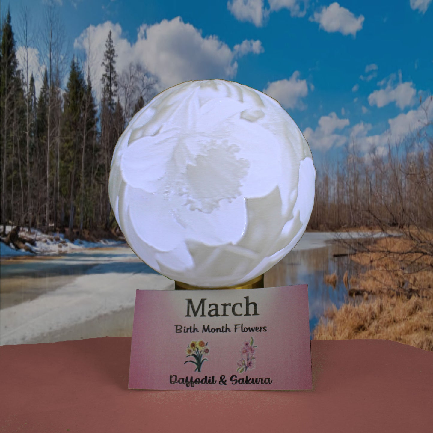 March Birth Month Flower Light Globe - Daffodil, Sakura (Cherry Blossom)