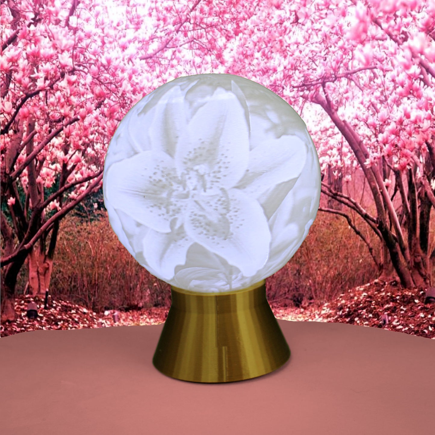 May Birth Month Flower Light Globe - Lily, Hawthorn