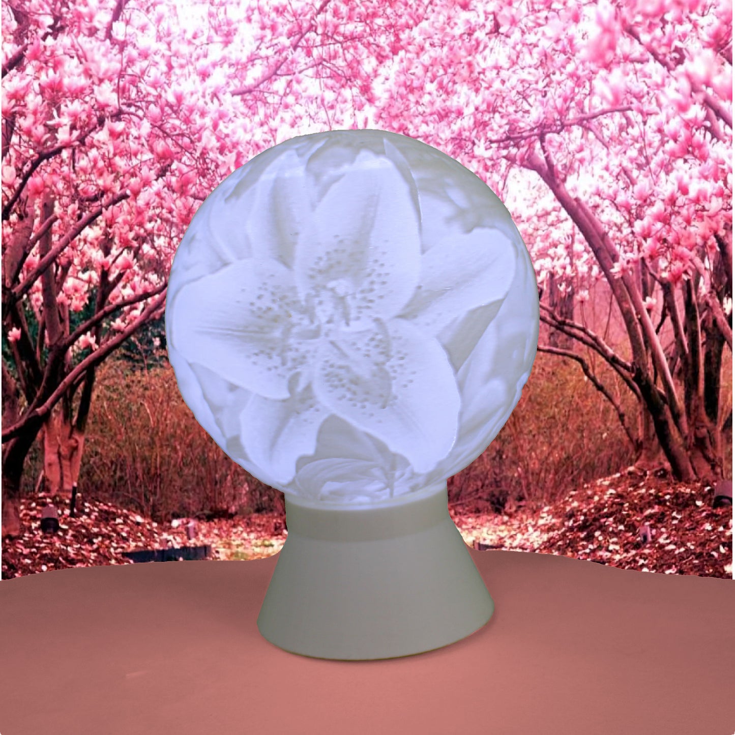 May Birth Month Flower Light Globe - Lily, Hawthorn