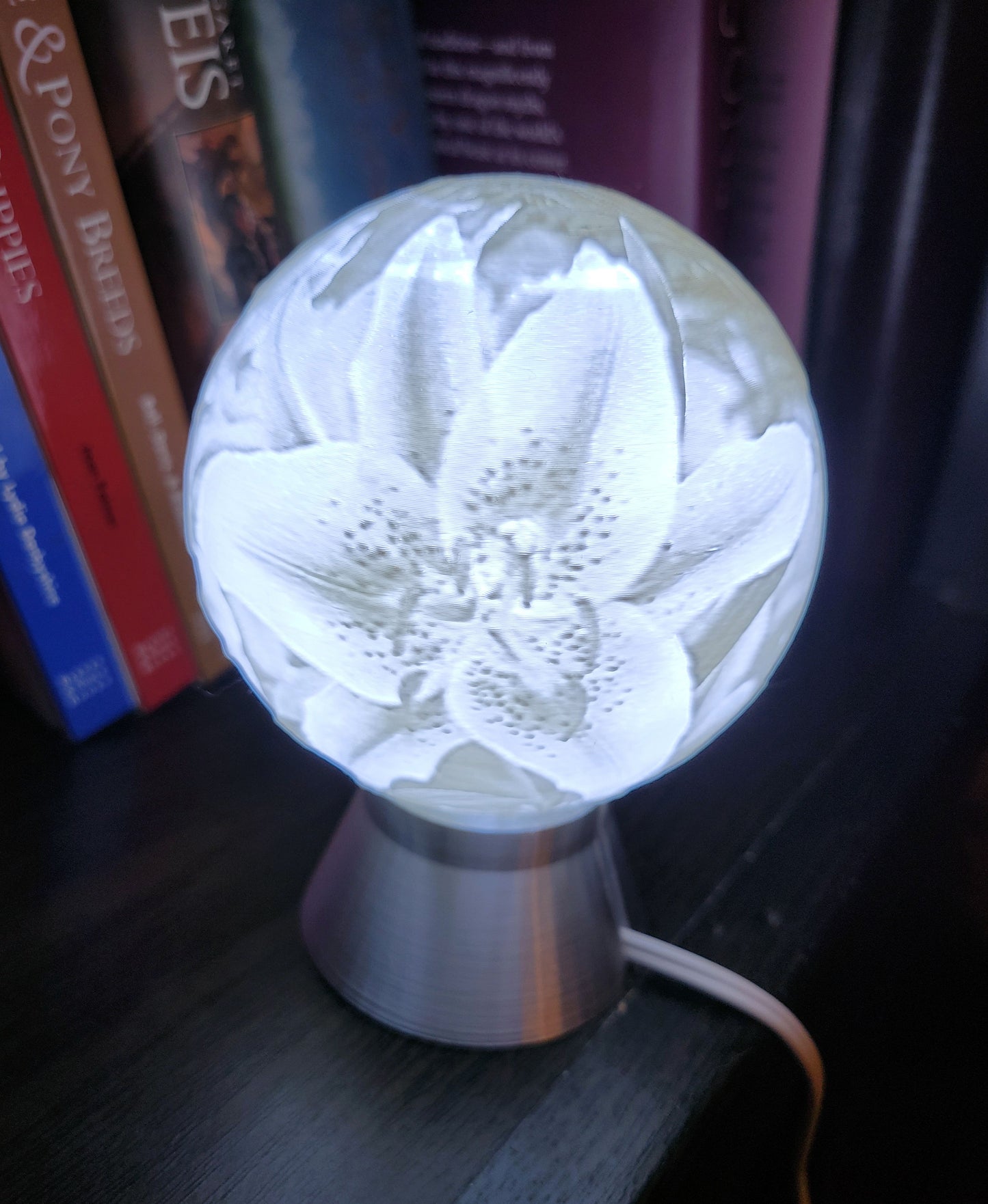 May Birth Month Flower Light Globe - Lily, Hawthorn