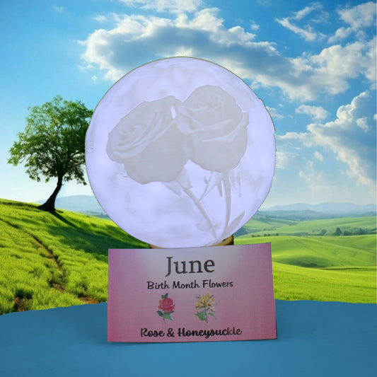 June Birth Month Flower Light Globe - Rose, Honeysuckle