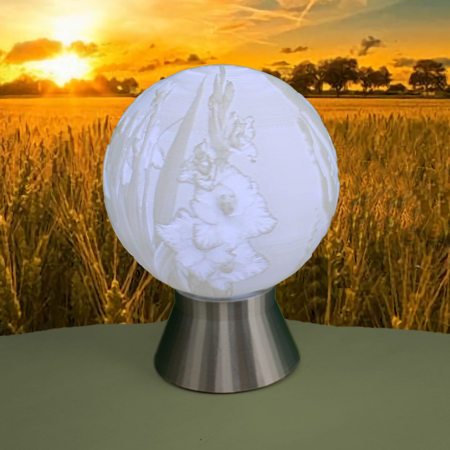 August Birth Month Flower Light Globe - Poppy, Gladiolus