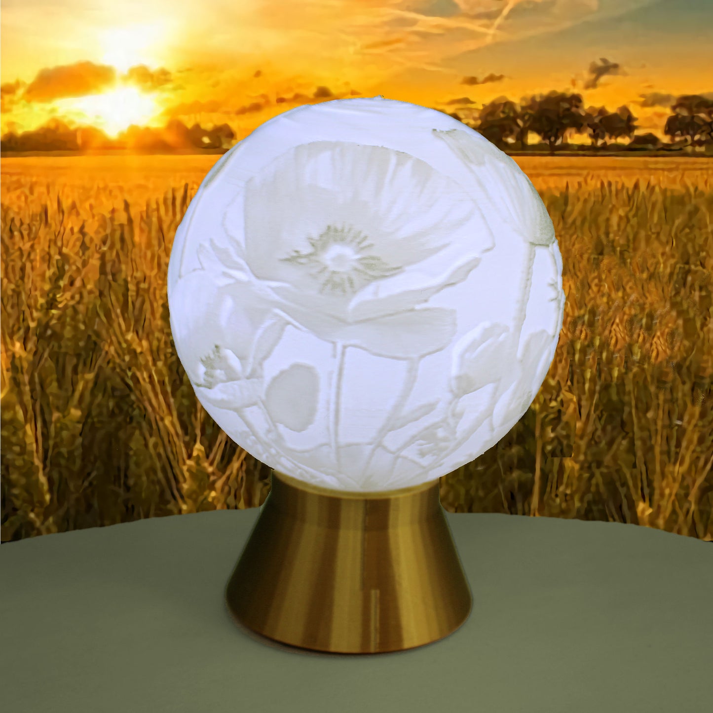 August Birth Month Flower Light Globe - Poppy, Gladiolus
