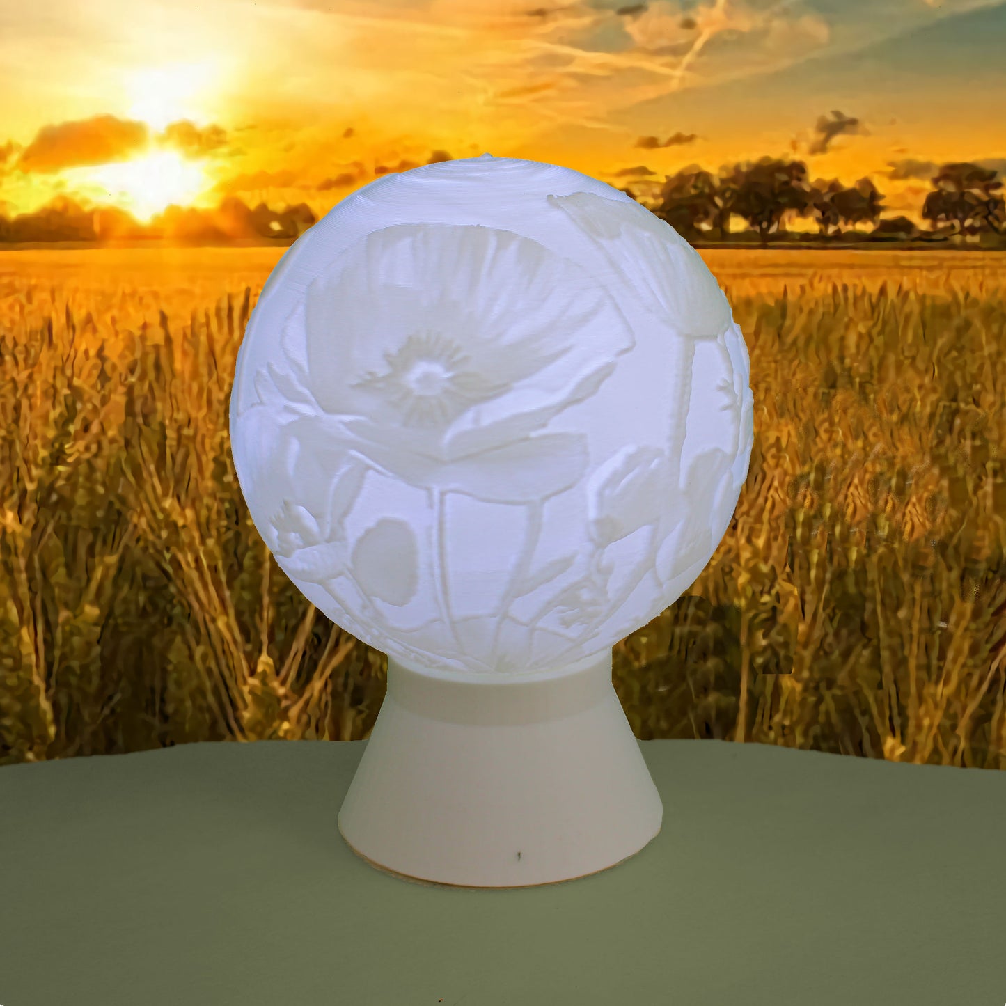 August Birth Month Flower Light Globe - Poppy, Gladiolus