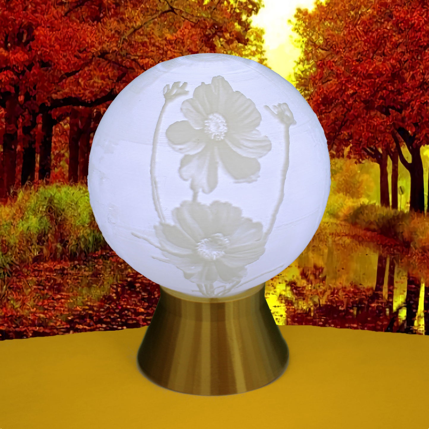 October Birth Month Flower Light Globe - Marigold, Cosmos