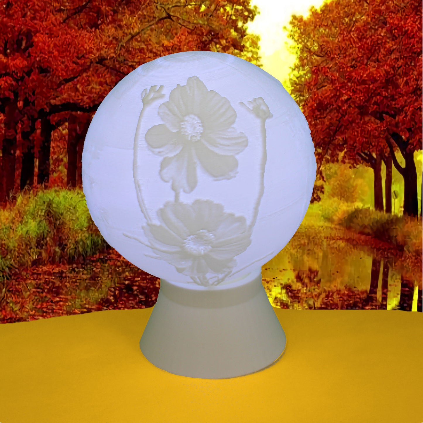 October Birth Month Flower Light Globe - Marigold, Cosmos