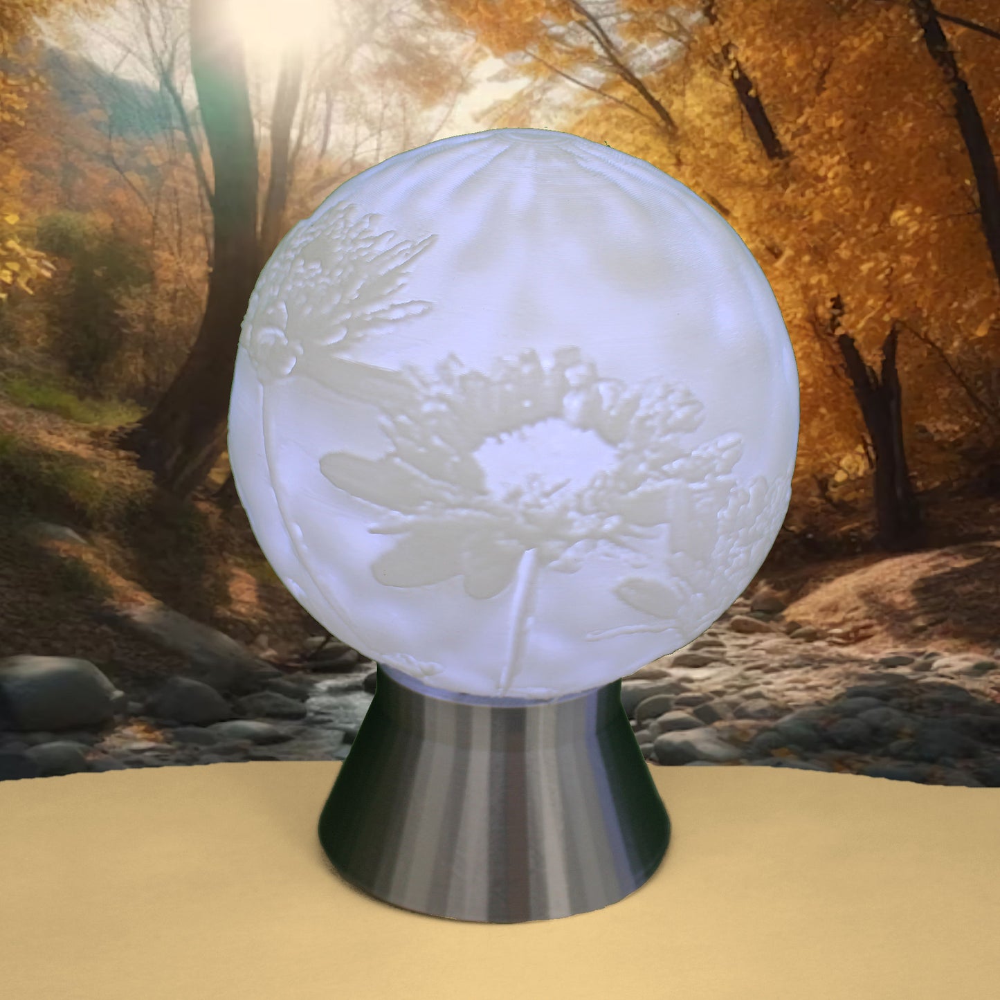 November Birth Month Flower Light Globe - Peony, Chrysanthemum