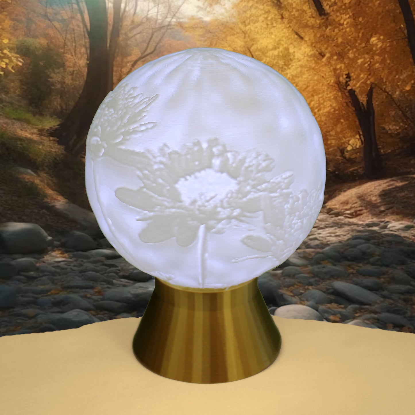 November Birth Month Flower Light Globe - Peony, Chrysanthemum