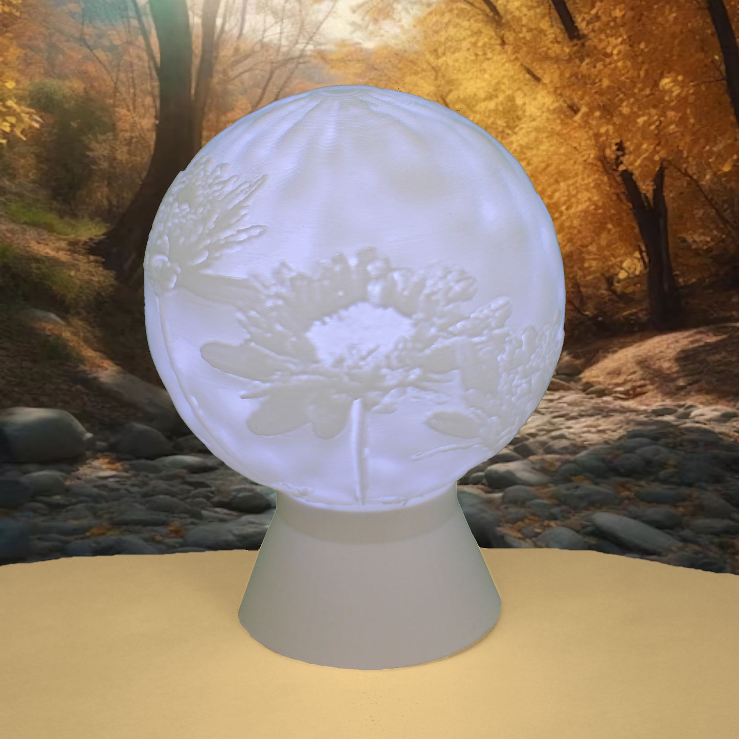 November Birth Month Flower Light Globe - Peony, Chrysanthemum