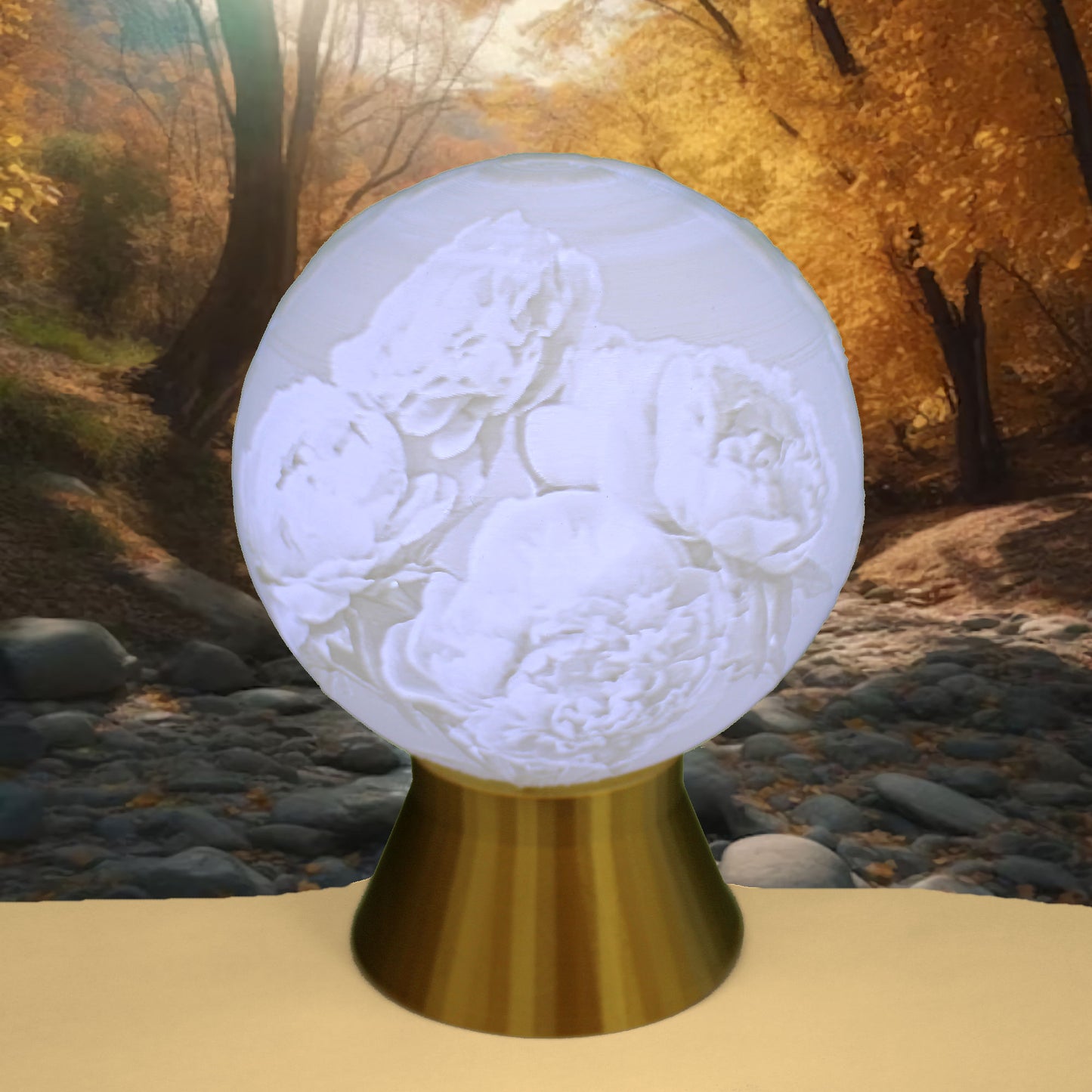 November Birth Month Flower Light Globe - Peony, Chrysanthemum
