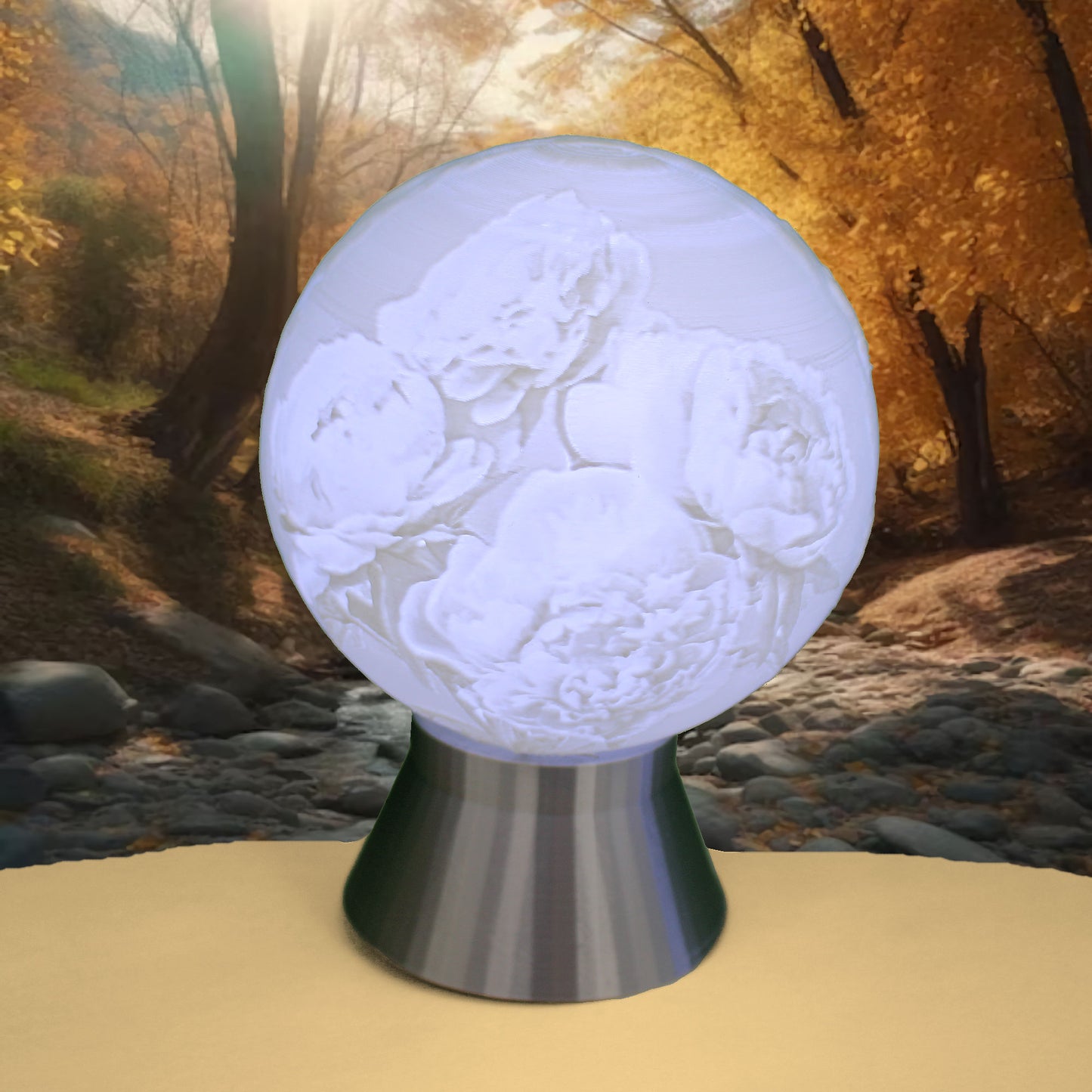 November Birth Month Flower Light Globe - Peony, Chrysanthemum