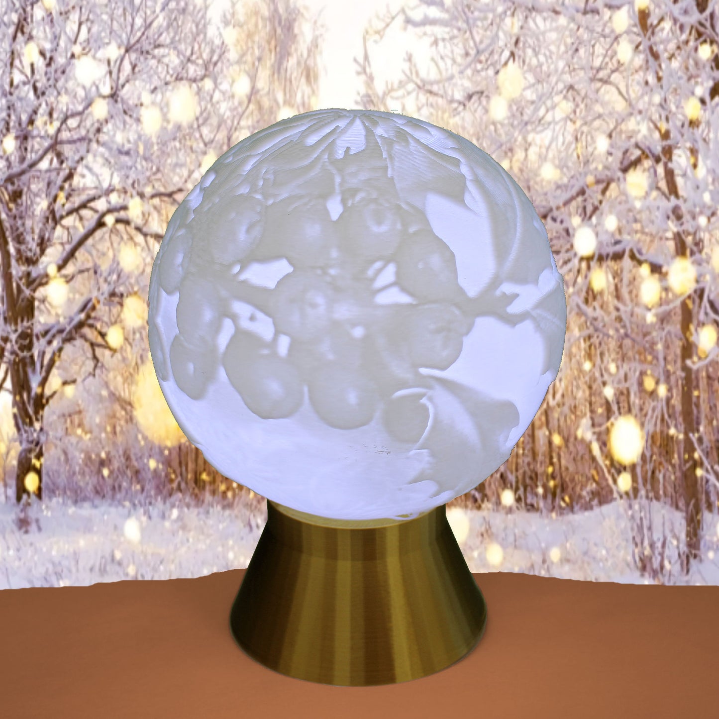 December Birth Month Flower Light Globe - Holly and Narcissus