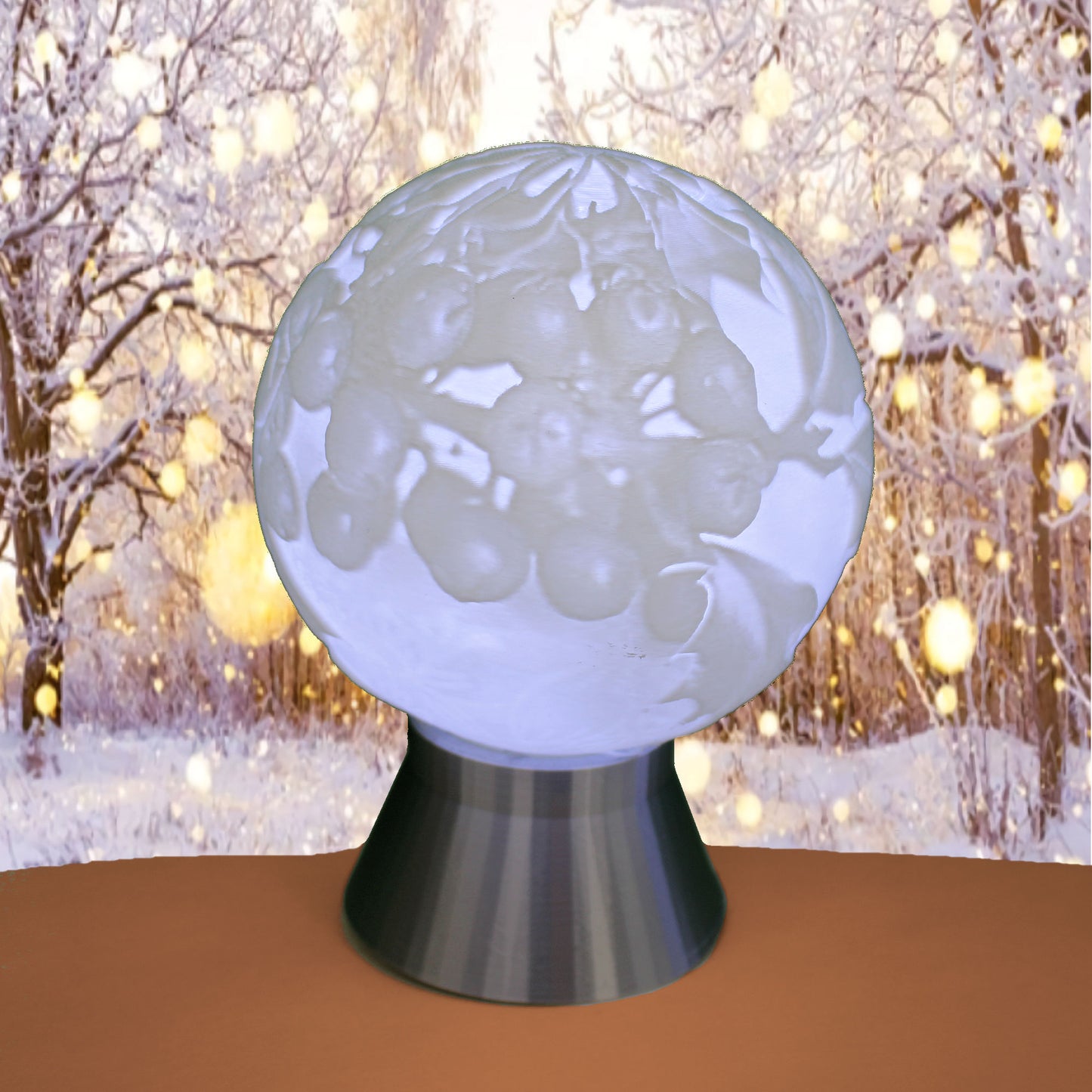 December Birth Month Flower Light Globe - Holly and Narcissus