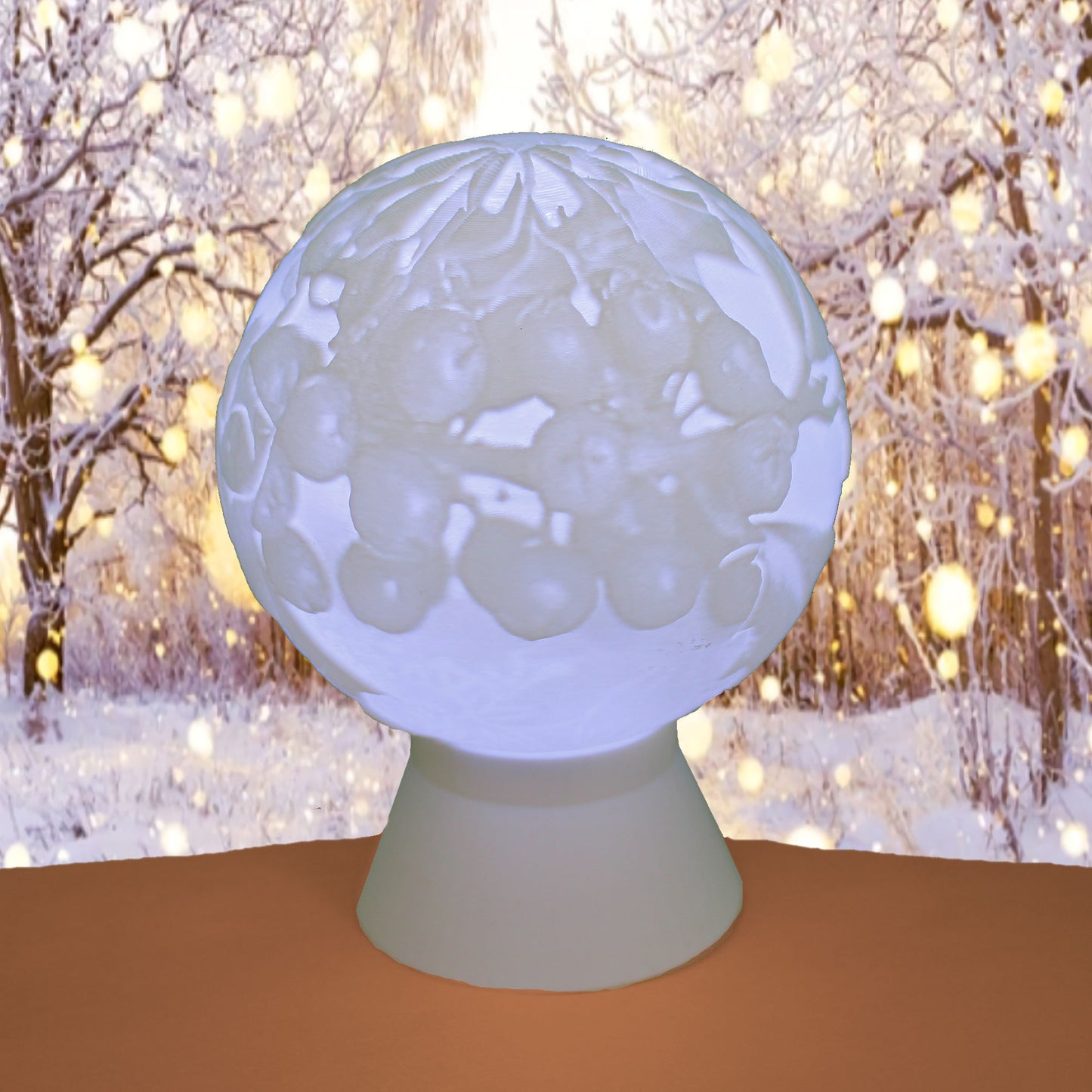 December Birth Month Flower Light Globe - Holly and Narcissus