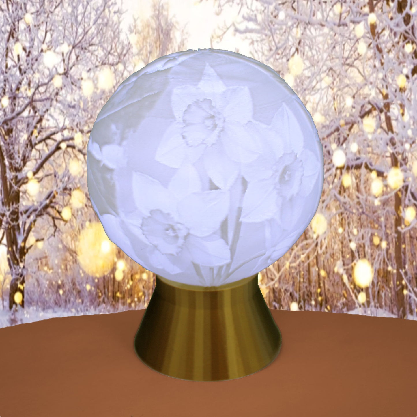 December Birth Month Flower Light Globe - Holly and Narcissus