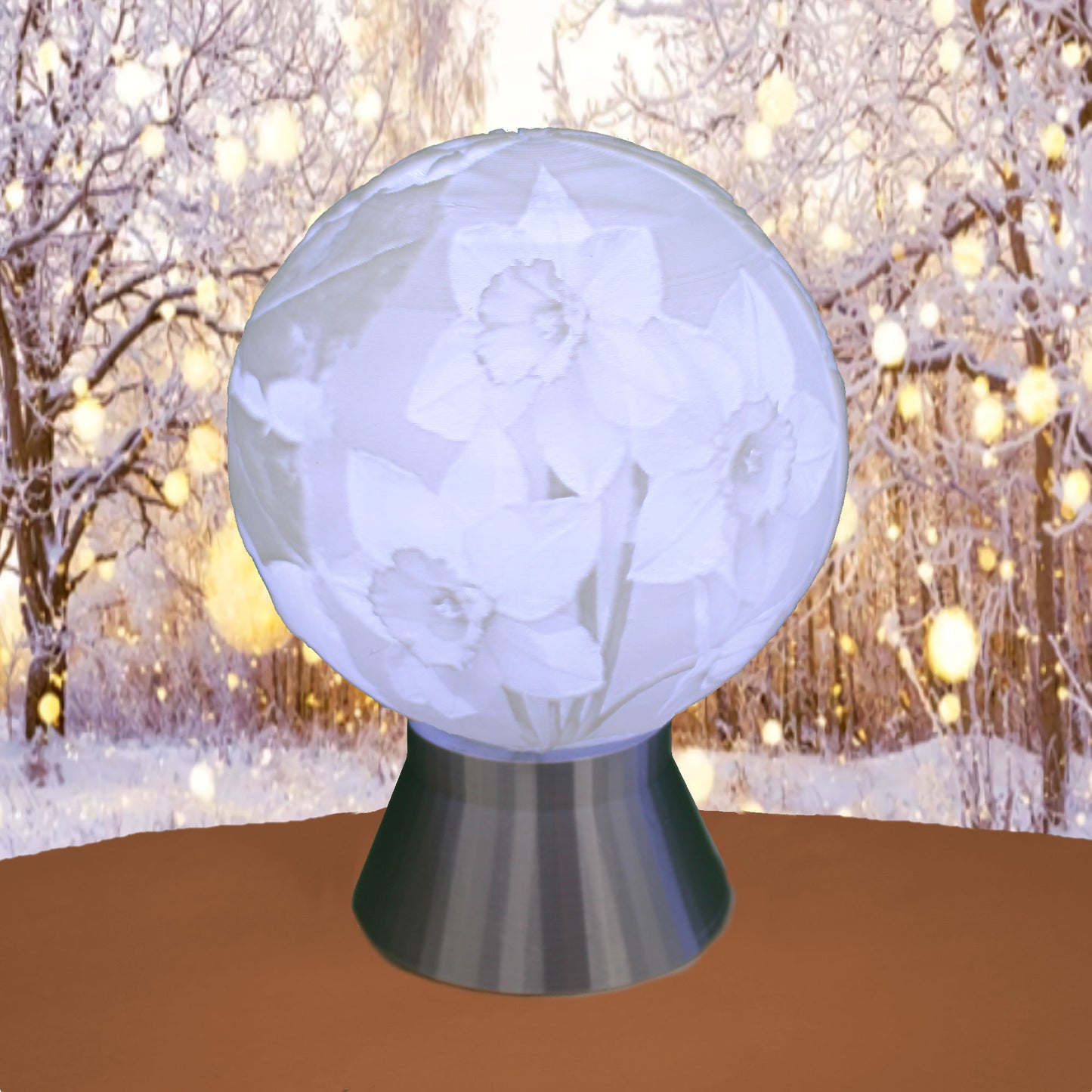 December Birth Month Flower Light Globe - Holly and Narcissus