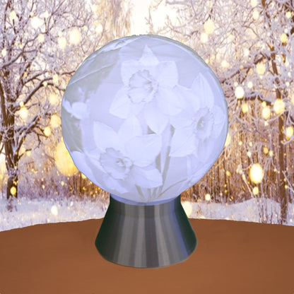 December Birth Month Flower Light Globe - Holly and Narcissus