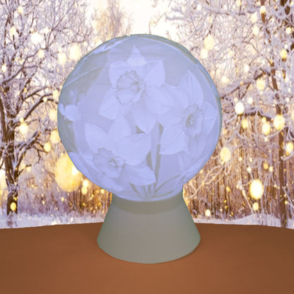 December Birth Month Flower Light Globe - Holly and Narcissus