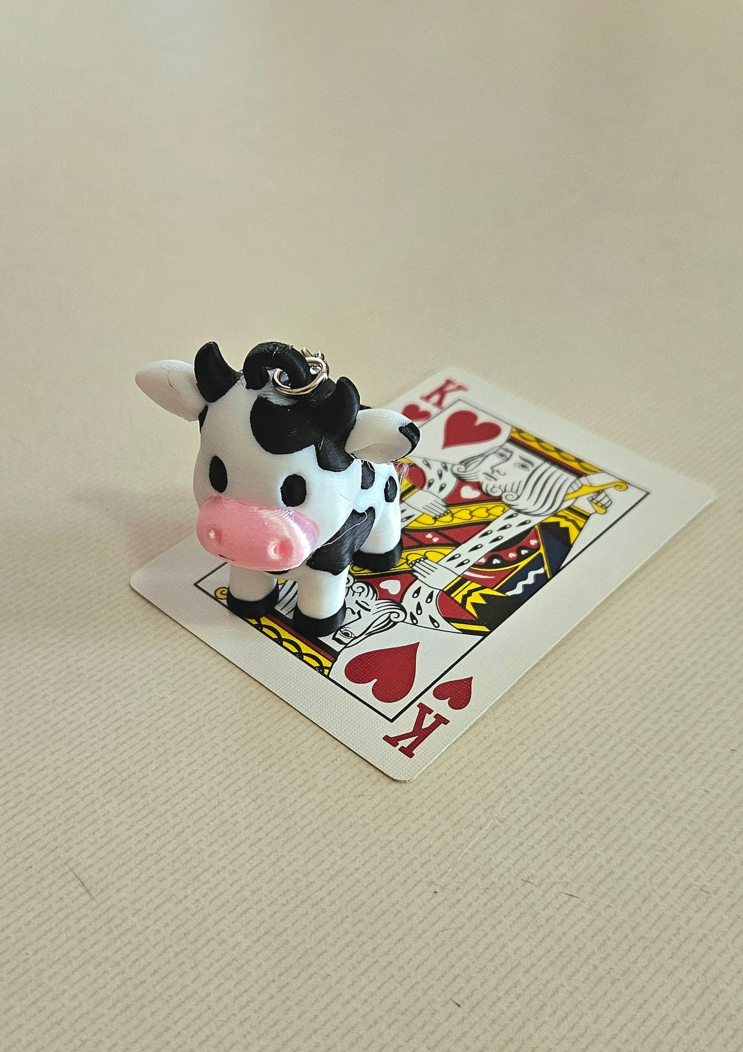 Black & White 3D Printed Cow Keychain