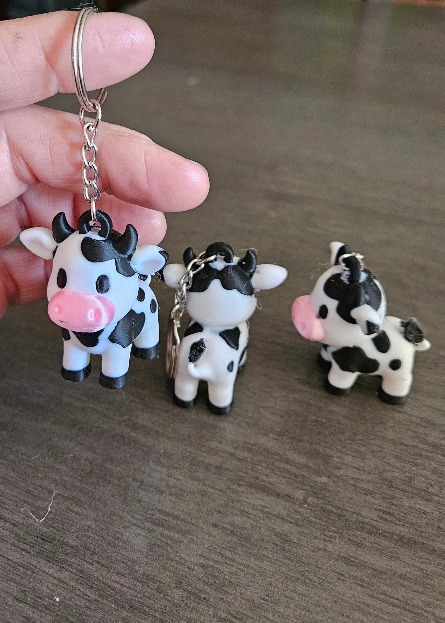 Black & White 3D Printed Cow Keychain