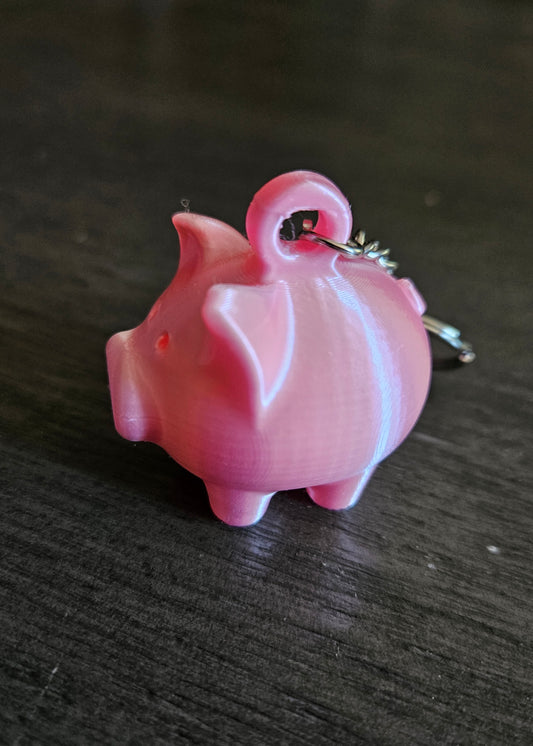 Pink 3D Printed Pig Keychain