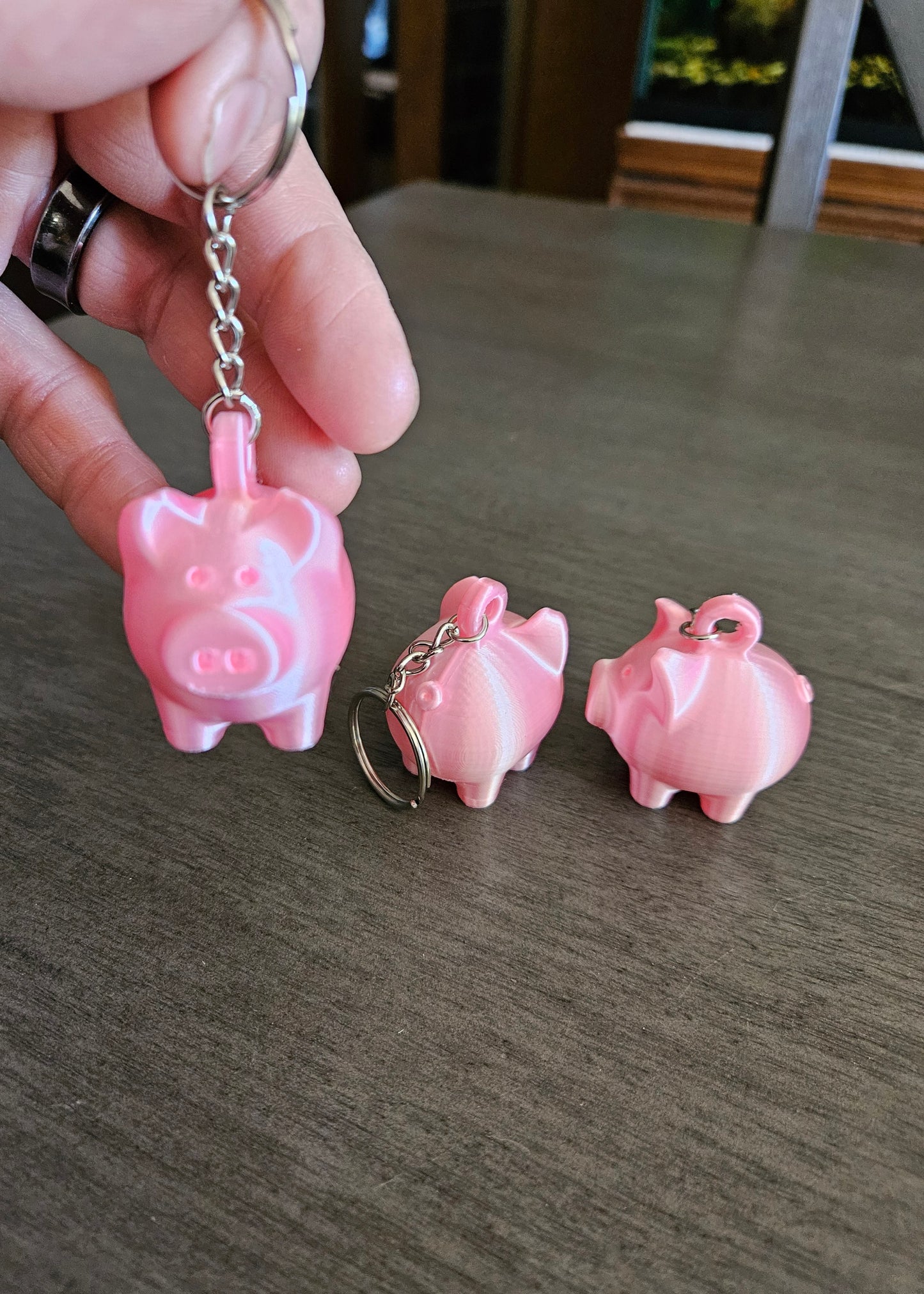 Pink 3D Printed Pig Keychain