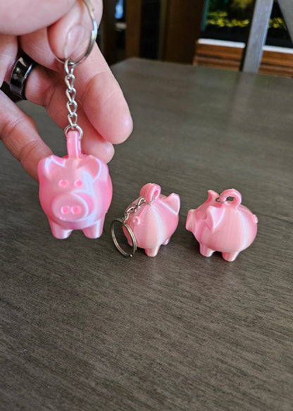 Pink 3D Printed Pig Keychain
